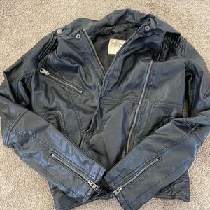 Abercrombie & Fitch Black Leather Jacket (synthetic slash not real leather!)